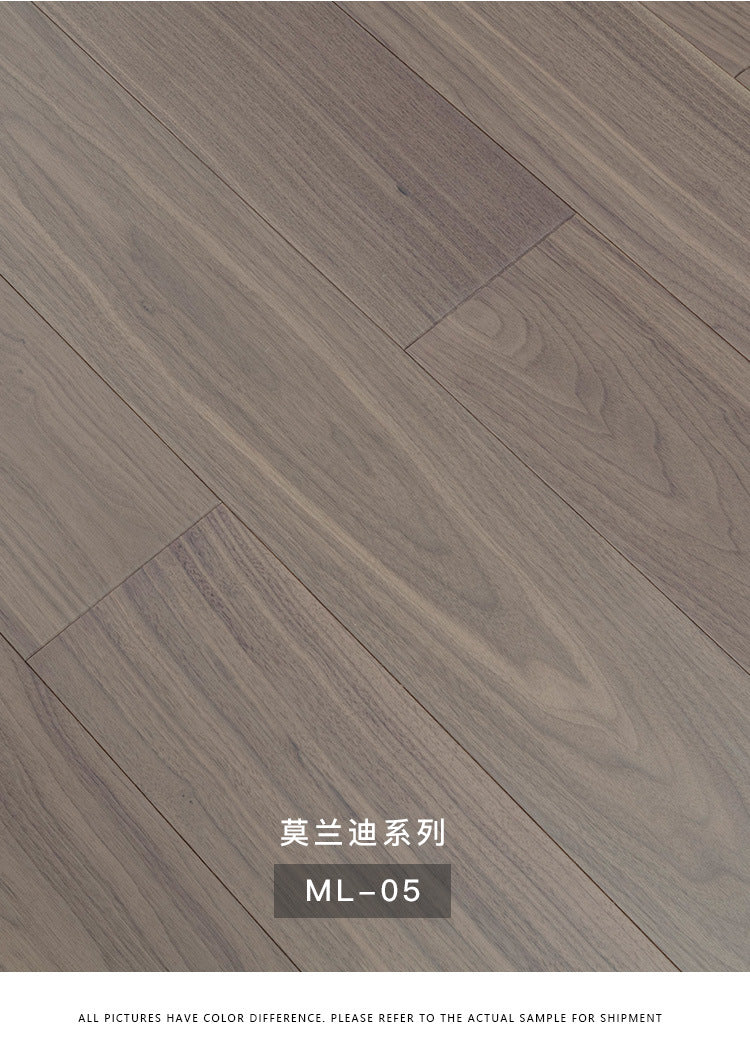 【Door-to-Door Installation】Morandi Style 15mm Lock Buckle Glue-free Installation Black Walnut New Three-layer Flooring Solid Wood