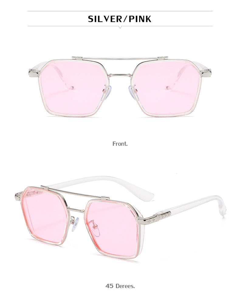 New Sunglasses Internet Celebrity Wei Ting Same Style Sunglasses for Men Trendy Large Square Frame Sunglasses for Men ins Sun Protection Glasses