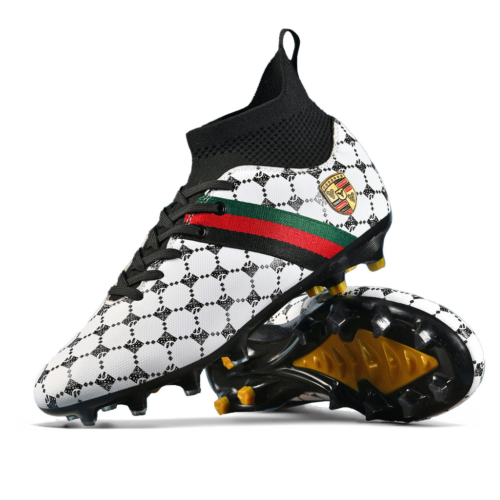 Hot-selling High-top Soccer Shoes tf Artificial Grass with Broken Nails AG Nail Leather Foot Men's and Women's Children's Youth Student Training Shoes