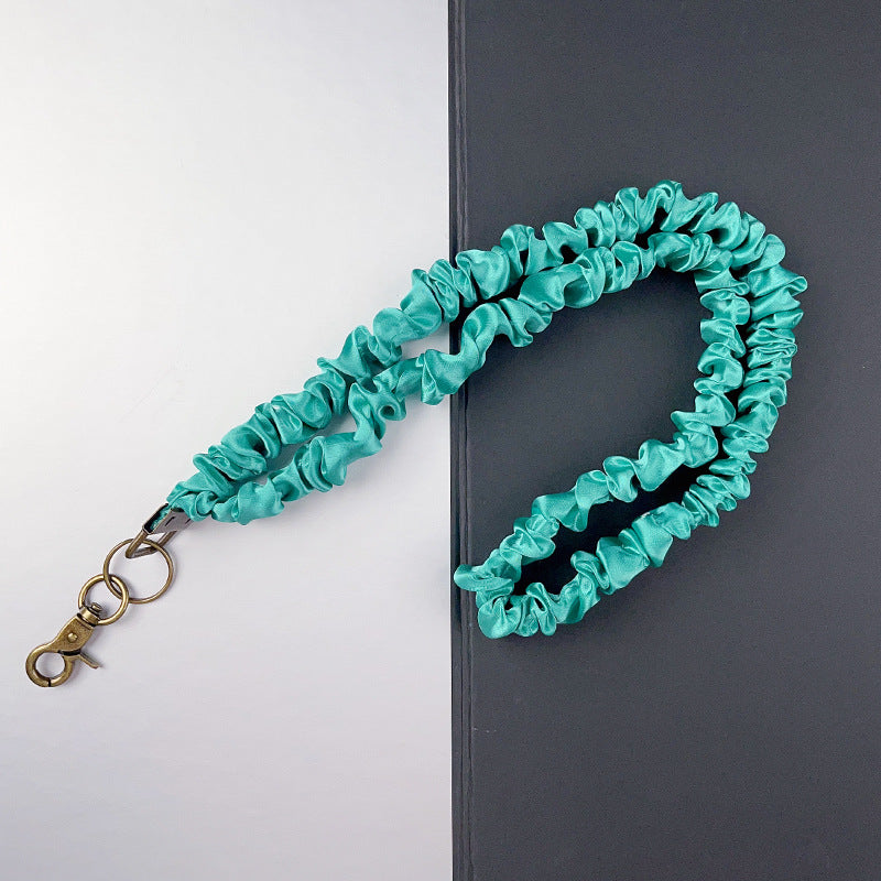 Keychain Large Elastic Polyester Wrinkle Print Hanging Ring Buckle Work Badge Phone Lanyard Chain