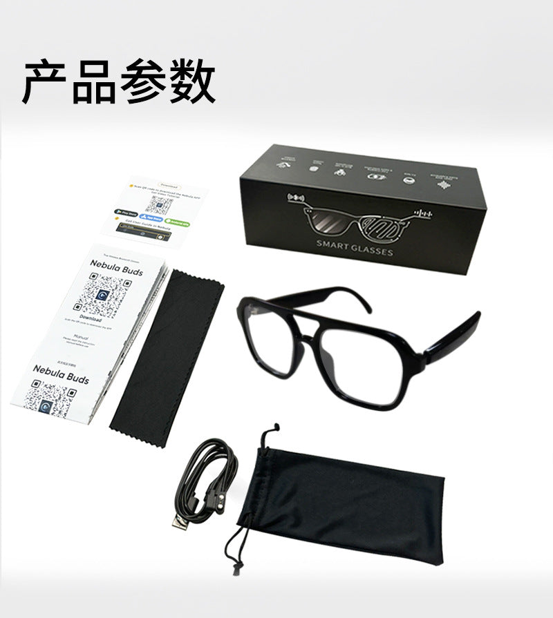 Source manufacturer smart glasses Bluetooth calling and listening to music ai Translation Black Frame Translucent Glasses for Daily Office Wear
