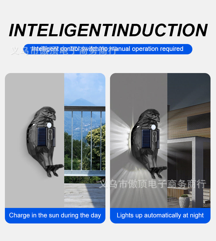 Outdoor Solar Light Owl Eagle Night Light Wall Decoration Light Human Body Sensing Garden Landscape Light Street Light