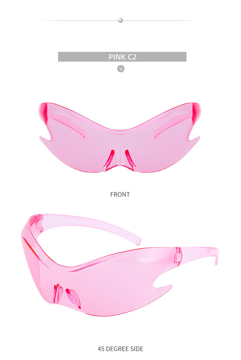 Europe and America Y2K Millennium Sports Windproof Colorful Sunglasses Men's Future Technology Style One-piece Sunglasses Women's Wholesale
