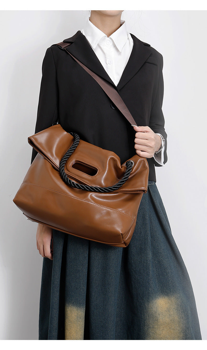 Fashion Women's Bag Spring New Soft Leather Ladies Bag Large Capacity Simple Commuter Student Shoulder Tote Bag