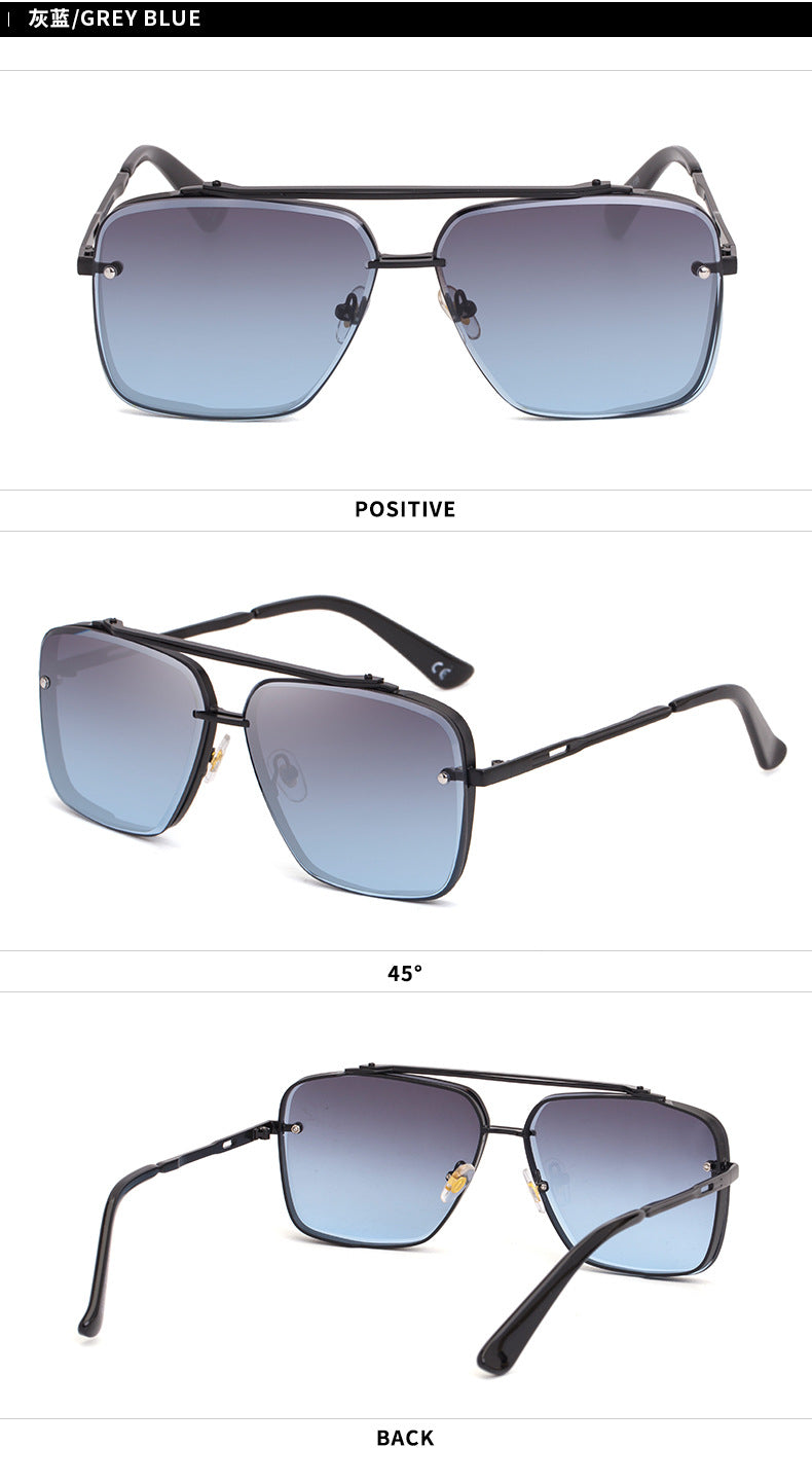 Square Frame Sunglasses Men's Fashion Metal Rimless Cut Edge Sunglasses Women's Trendy No-Makeup Glasses MACH SIX1261