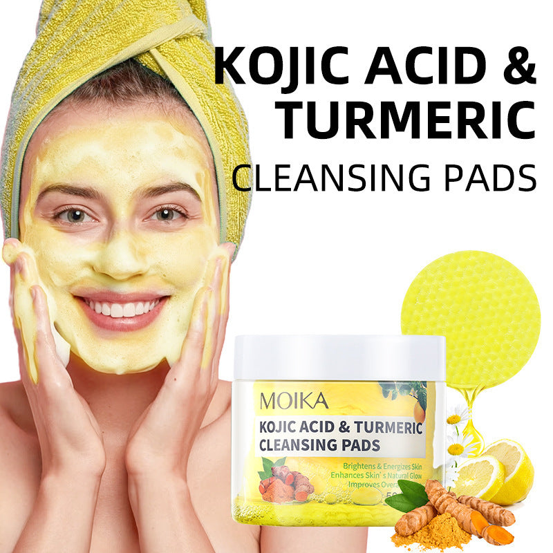 In Stock Turmeric Kojic Acid Cleansing Pads Exfoliating Cleansing Cotton Pads Skincare Wholesale
