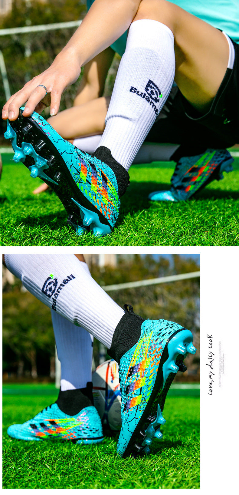 New high-top soccer shoes for men and women AG Spike TF Broken Nail Youth Student Grassland Competition Training Shoes