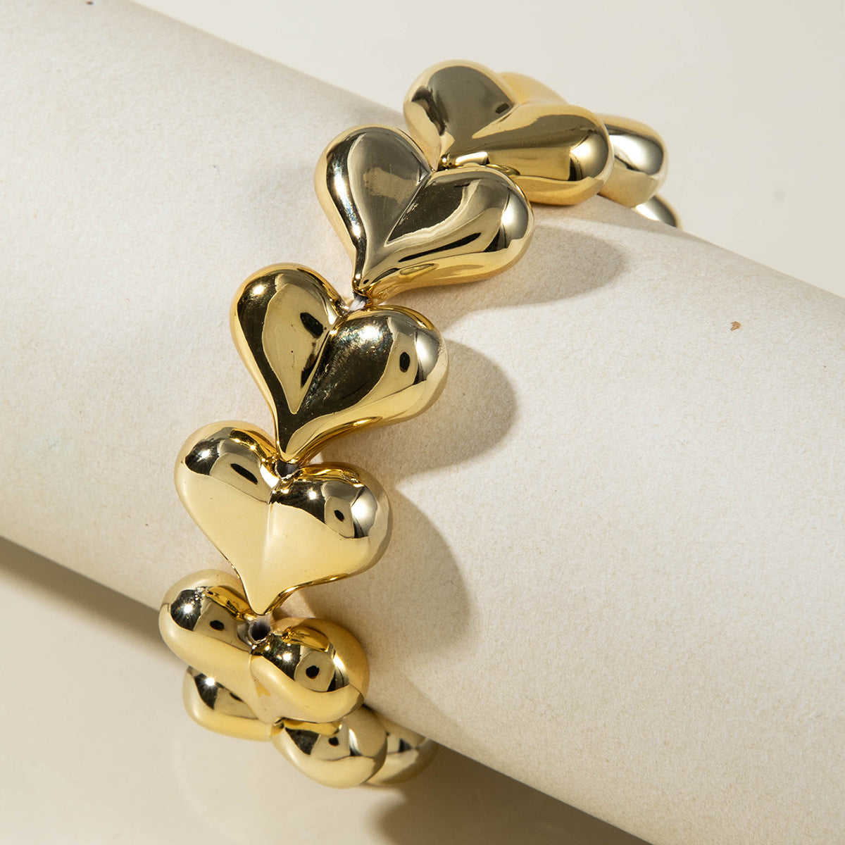 European and American Fashion Personality Heart Exaggerated Necklace Irregular ccb Beaded Bracelet Jewelry Set