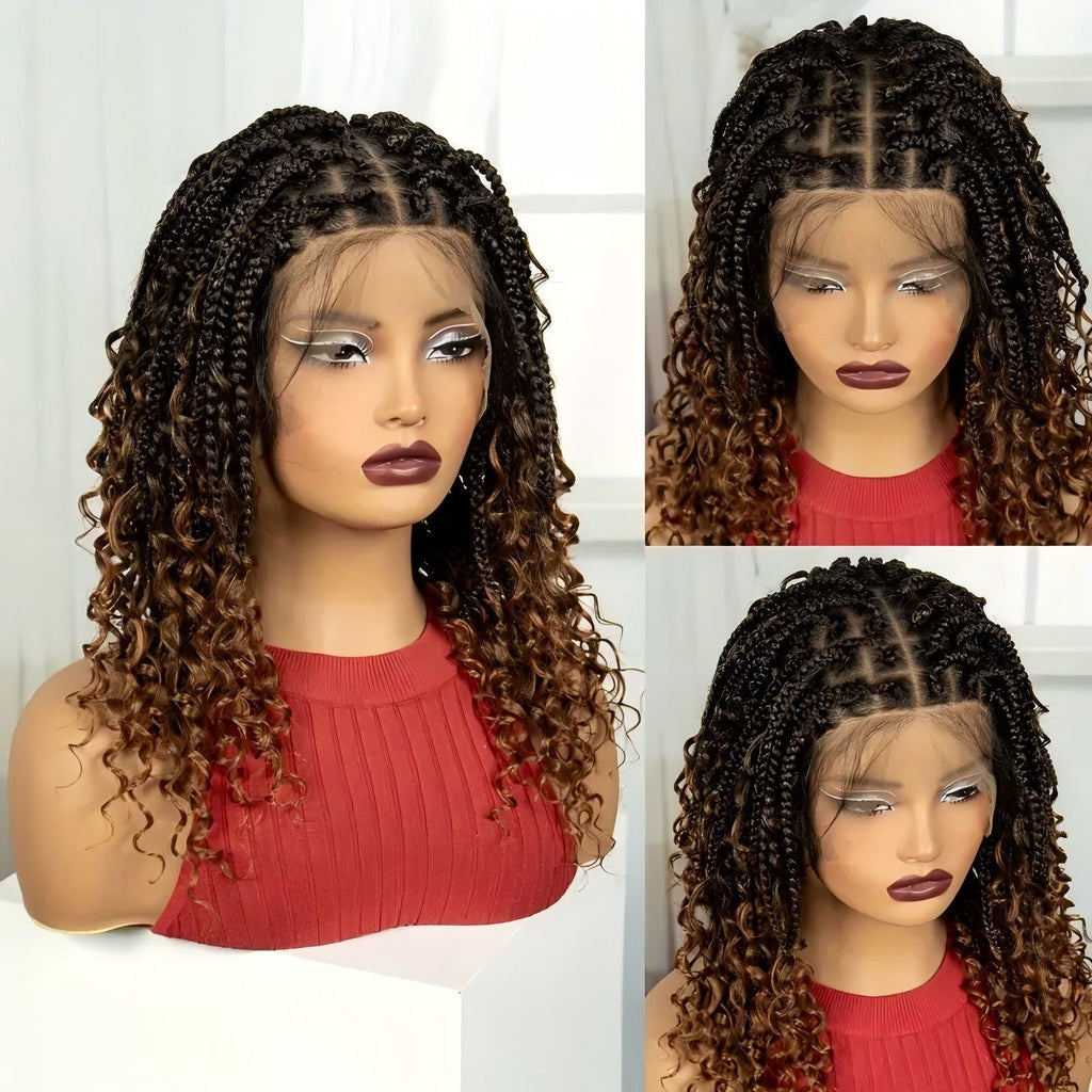 TEMU Cross-Border E-commerce Hot-Selling Synthetic Fiber Hand-Crocheted Lace Three-Strand Braid Ponytail Cover Box braid wigs