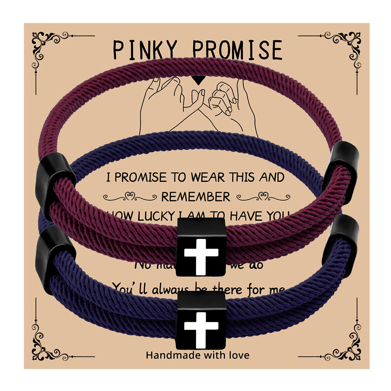 Alloy Cross Bracelet Set Adjustable Handmade Woven Bracelet Promise Faith Milan Rope Bracelet