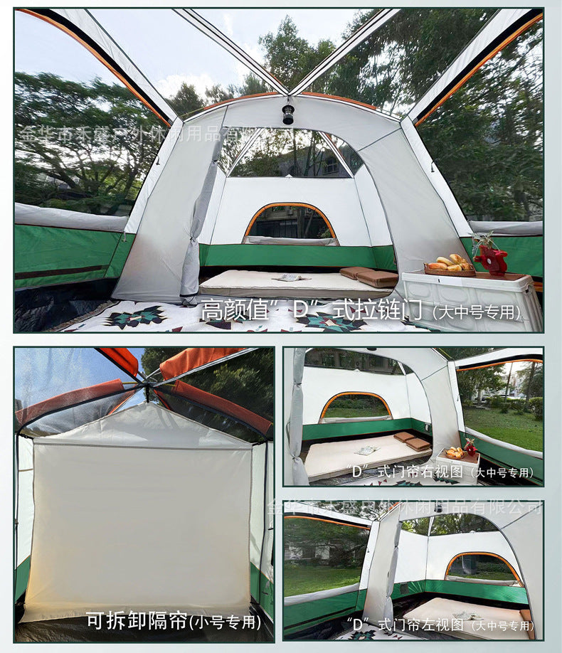 Thickened outdoor tent with two rooms and one living area, sunproof and waterproof3-12Camping Tent