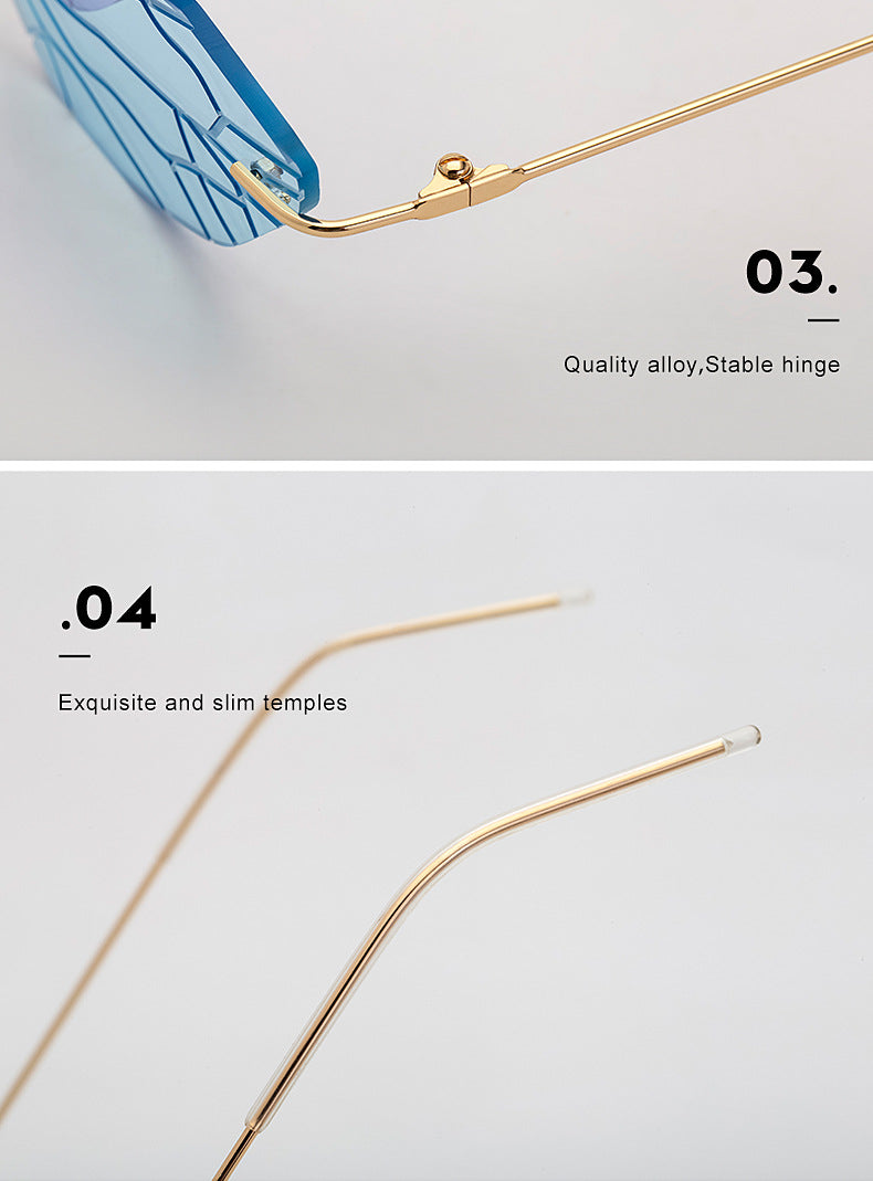 Dragonfly Sunglasses for Women, Stylish Wing Design, Fashionable Double Lens Party Dance Frameless Sunglasses