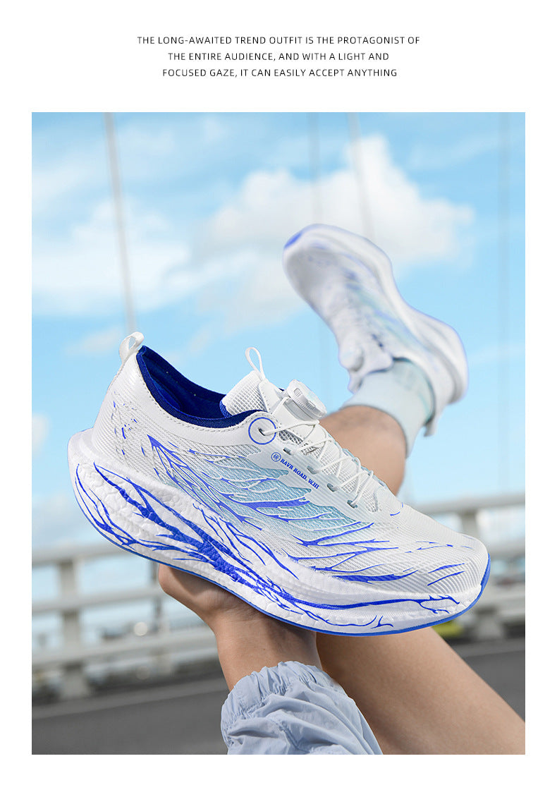 2025New Rotating Buckle Couple Fluorescent Trendy Fashion Running Shoes Real Explosive Carbon Plate Rebound Shock Absorption Sports Shoes