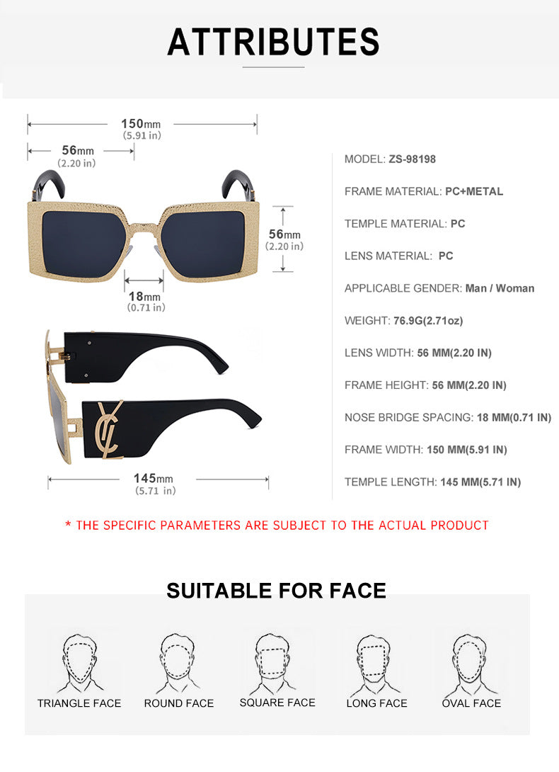 European and American Fashion Large Frame Sunglasses for Women, Sun Protection Outdoor Sunglasses, Wholesale Big Brand Glasses sunglasses