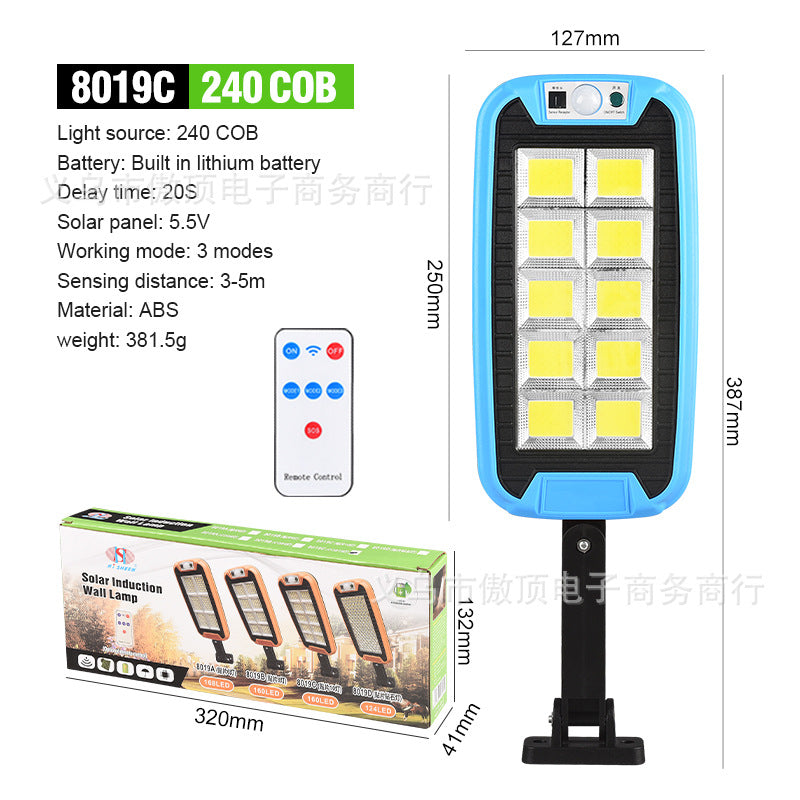New Solar Light Outdoor Human Body Induction Light with Remote Control Wall Light Waterproof Garden Light LED Garage Light Street Light