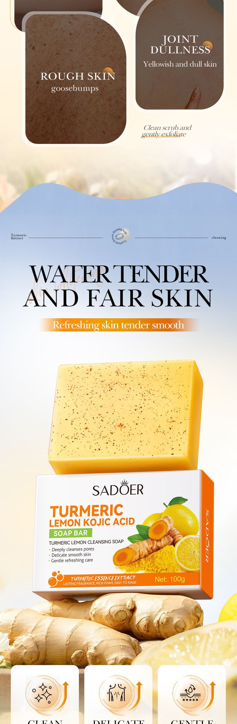 Turmeric Lemon Purifying Soap100g Clean Body Handmade Soap Export Manufacturer Wholesale