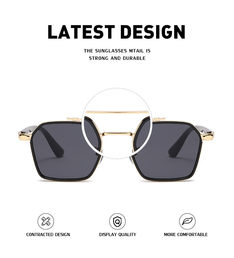New Sunglasses Internet Celebrity Wei Ting Same Style Sunglasses for Men Trendy Large Square Frame Sunglasses for Men ins Sun Protection Glasses