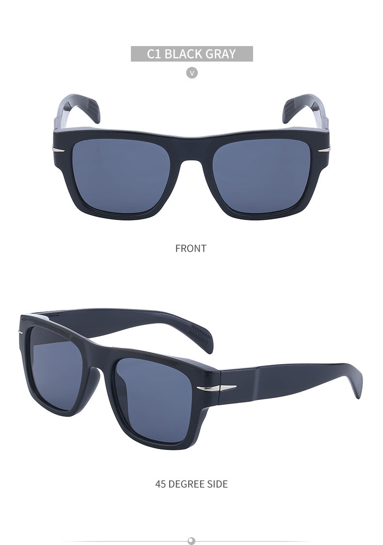 David's Retro Sunglasses for Men, European and American Style, Fashionable Trendy Square Frame Sunglasses, High-End Full Frame Glasses for Men