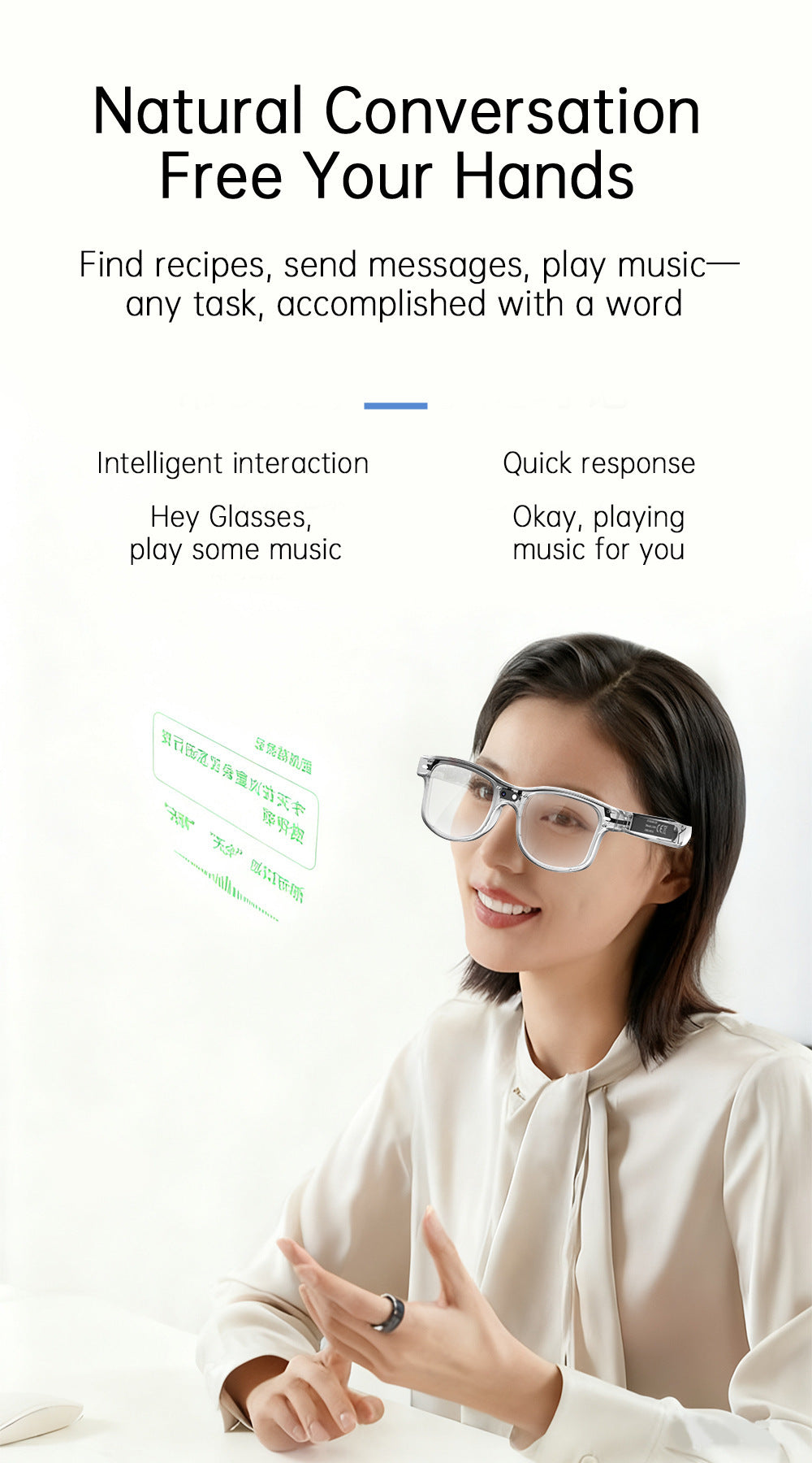 AIMB-G3Smart Glasses800100 Megapixel Camera Ai Simultaneous Translation Recognition1200P Video Recording Audio Recording