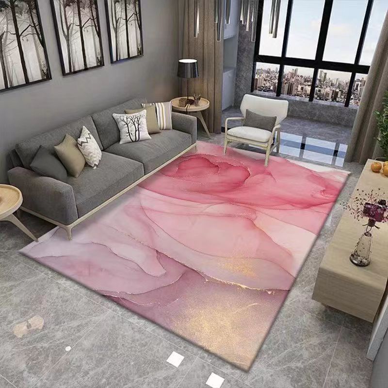Living Room Carpet Nordic Light Luxury High-End Coffee Table Sofa Cushion Ink Art Style Home Bedroom Bedside Crystal Velvet Carpet