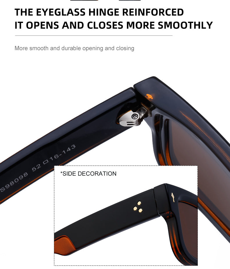 2025New Retro Square Frame Sunglasses for Men High-End European and American Retro Sunglasses Men's Trend sunglasses