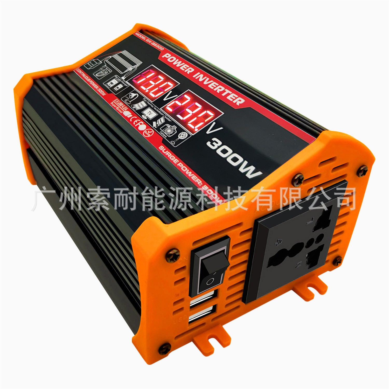 12V Car Inverter300W Turn110V 220V Double USB With voltage display car inverter