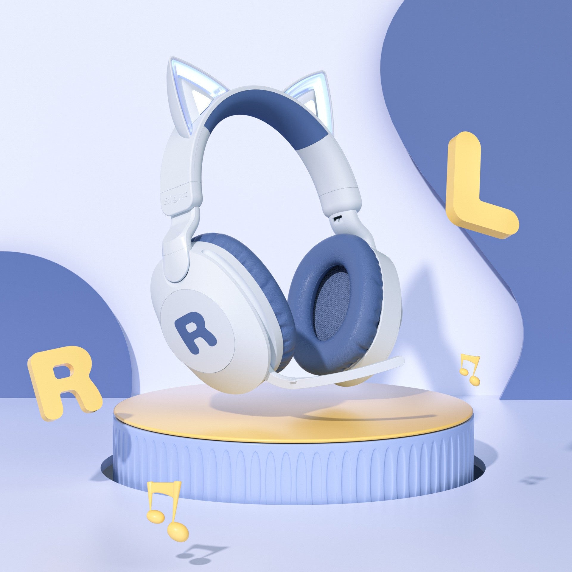 Cat Ear Headband Bluetooth Wireless Headphones with Mic Cute Long Battery Life Support Customization Bluetooth Headphones