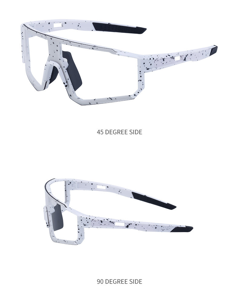 European and American One-piece Photochromic Sunglasses Women Outdoor Cycling Sports Windproof Sunglasses Men Wholesale shades