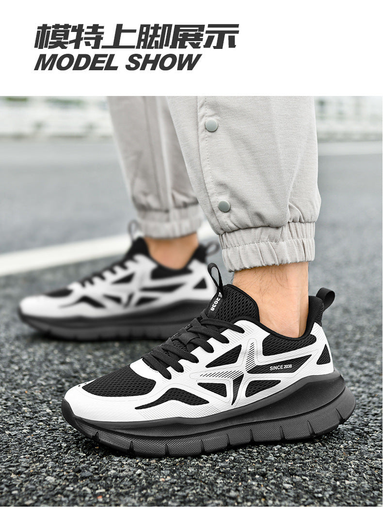 New Thick-Soled Racing Sports Shoes for Middle School Students, High Elastic Running Shoes for Men and Women, Breathable Flyknit Mesh Shoes for Couples