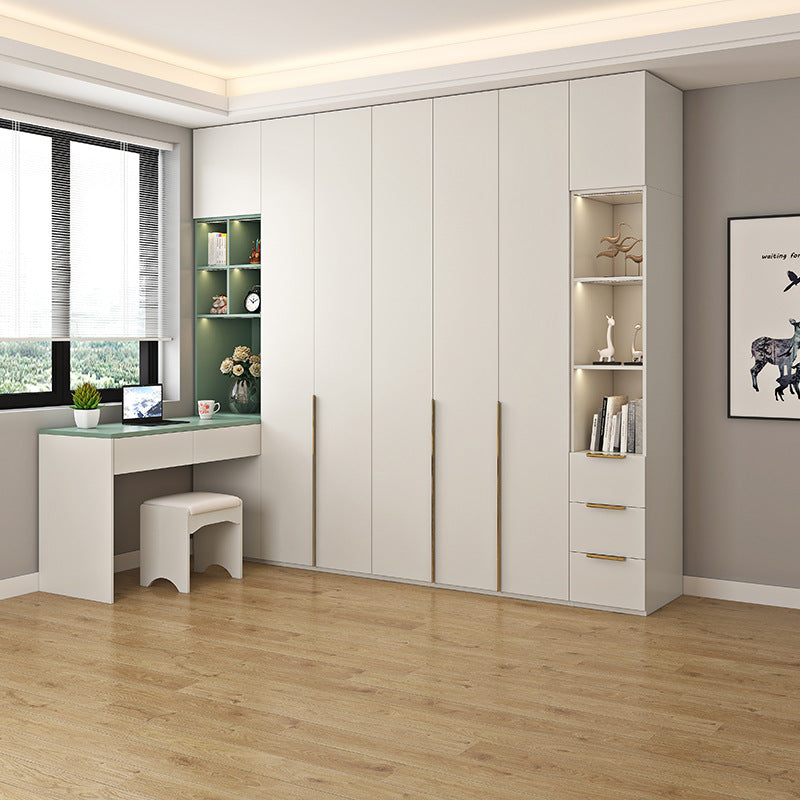 Wardrobe Solid Wood Hanging Area Multi-Bedroom Home Eco-Board Children's Room Corner Computer Desk Desk Cabinet Integrated Wardrobe