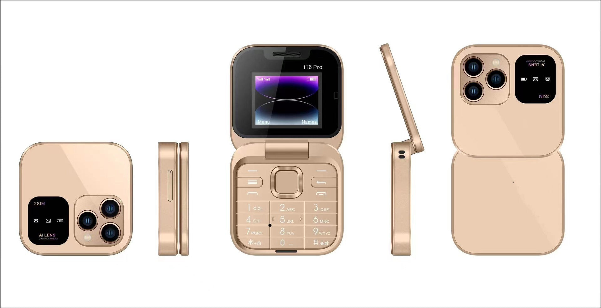 Mini Flip Phonei16 pro Flip Phone Dual SIM2G Button Mini Mobile Phone Wholesale