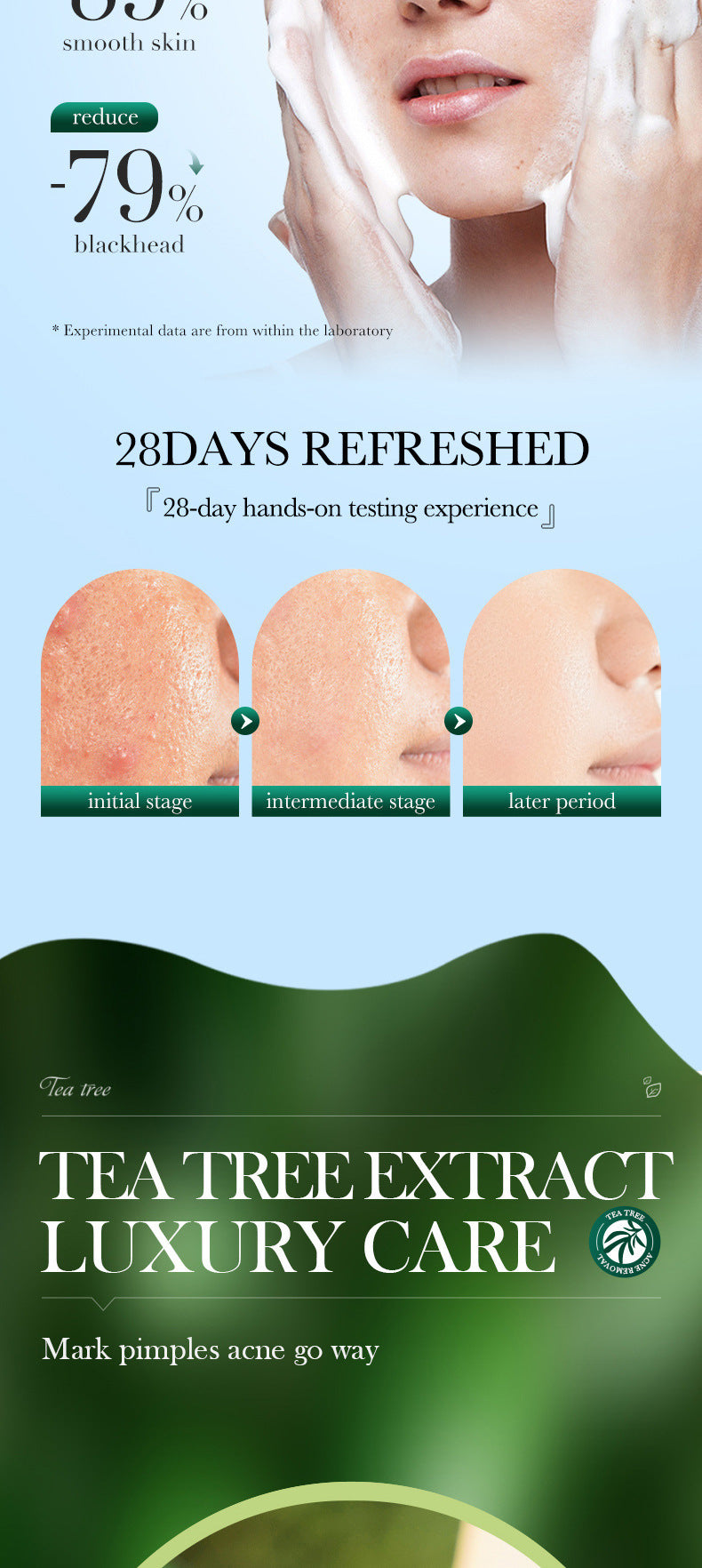 Full English Tea Tree Facial Cleanser100gSADOER Deep Cleansing Moisturizing Refreshing Cleanser  Wholesale