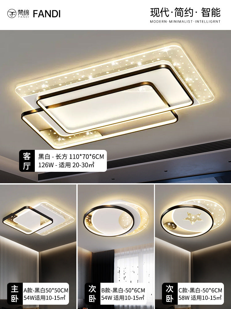 LED Light Luxury Living Room Main Light Starry Sky Restaurant Chandelier Modern Simple Nordic Bedroom Ceiling Light Full House Package