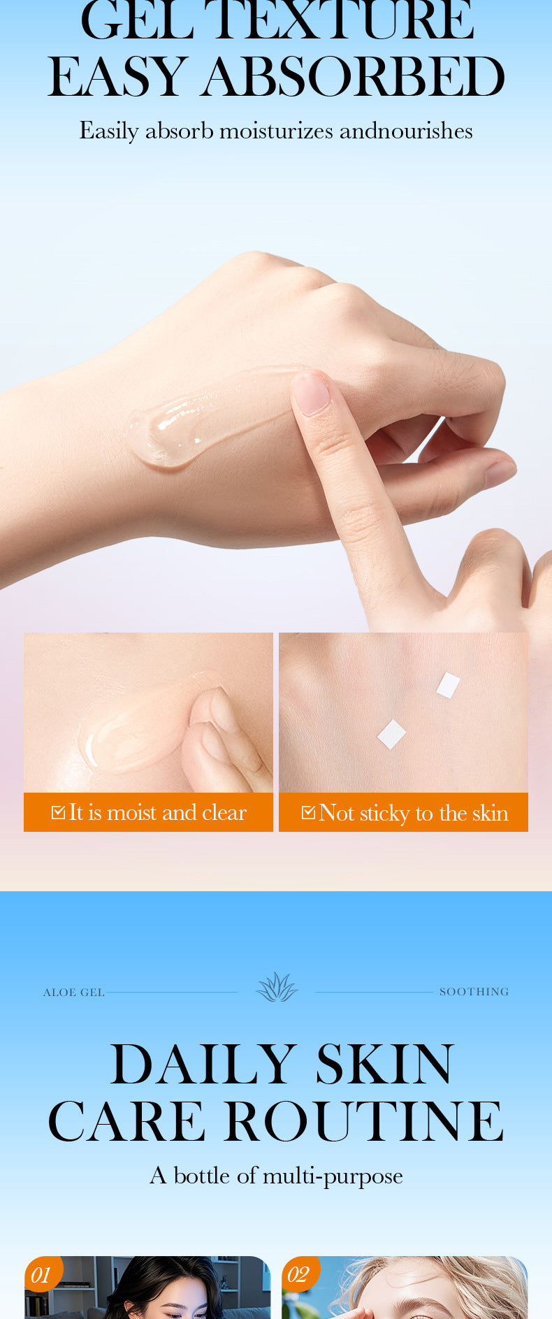 After Sun Soothing Aloe Vera Gel SADOER Moisturizing and hydrating aloe vera gel cross-border foreign trade wholesale