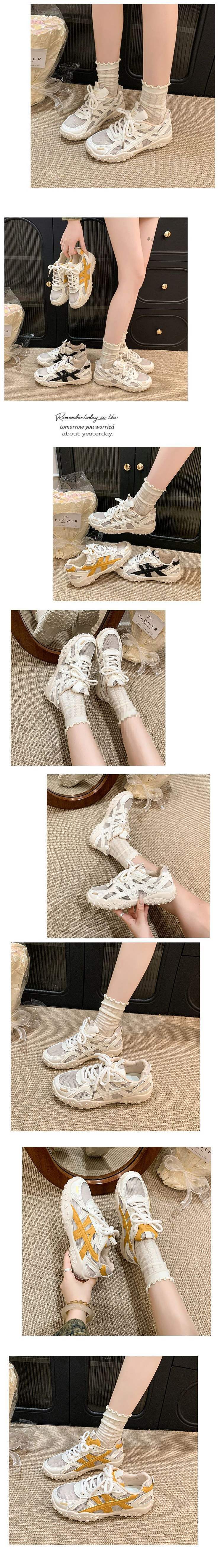 Ultra Soft Sole Korean Style Mesh Inner Height Increase German Training Shoes for Women2025Summer Style Double Shoelaces Slimming Sneakers