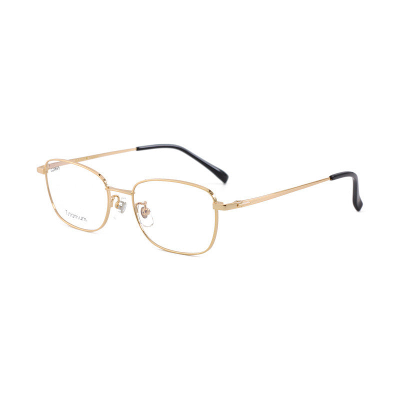 Business Half Titanium Glasses Frame Square Frame Men and Women Universal Glasses Frame Lightweight Metal Frame Light Luxury Sense