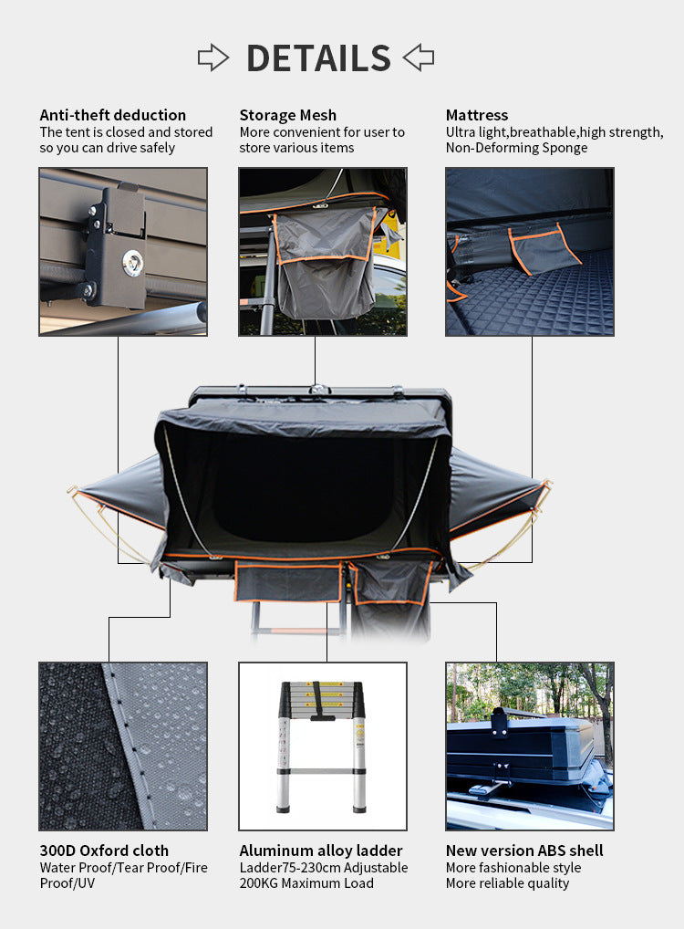 Outdoor Camping All-Aluminum Alloy Roof Tent Rainproof Automatic Quick-Open Camping Car Top Manufacturer Wholesale All-Season Universal