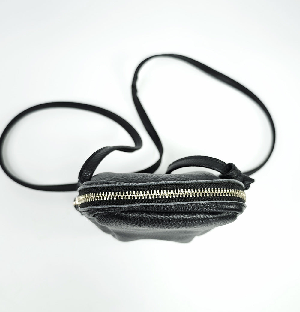 Niche Genuine Leather Phone Bag for Women2025Korean Style Fashion Versatile Lightweight Woven Ball Small Crossbody Bag