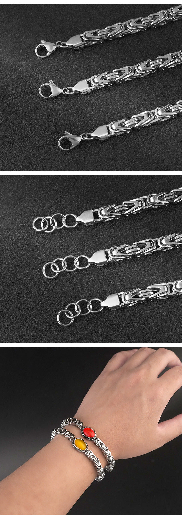 New Niche Personality Imitation Turquoise Stainless Steel Bracelet Jewelry Imitation Agate Steel Color Titanium Steel Jewelry