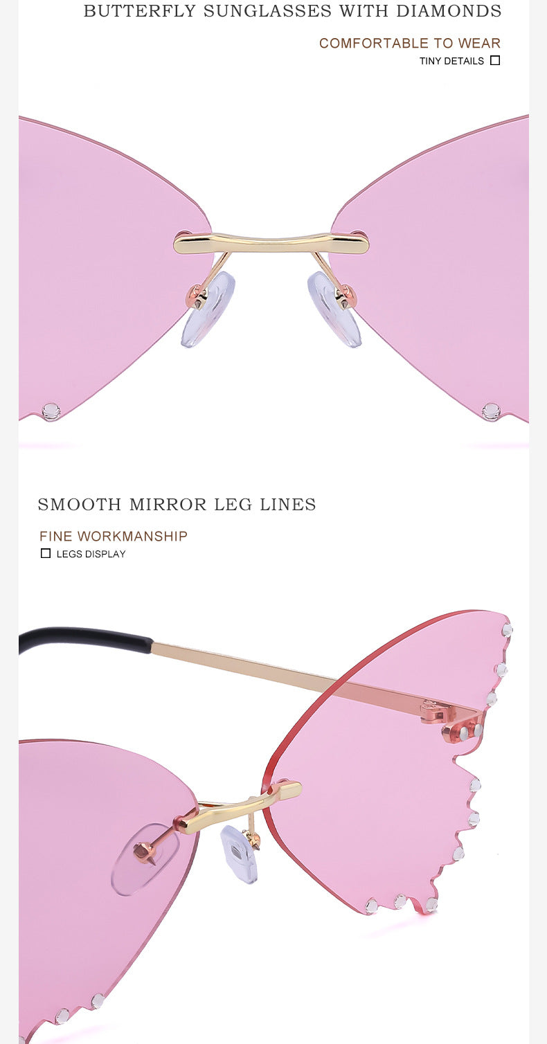 New Style Sunglasses for Women with Rhinestones Butterfly Sunglasses Trendy Personality Halloween Party Quirky Cool Glasses