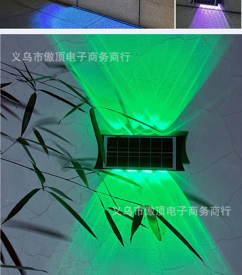 Solar wall light outdoor wall washer light with up and down illumination RGB Courtyard Decoration Waterproof Landscape Light LED Spotlight
