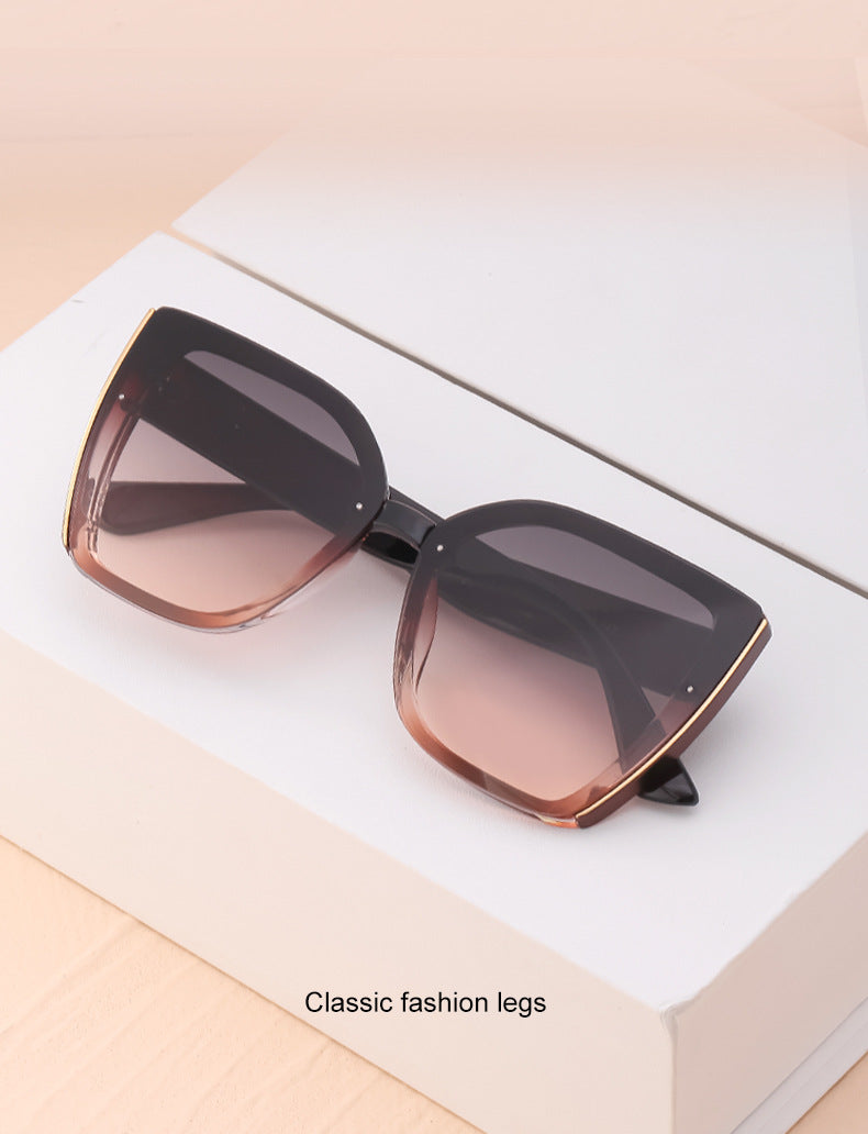 Internet Celebrity Cat Eye Large Frame Sunglasses for Women Fashion Trend UV Protection Sunglasses Korean Style Glasses sunglasses