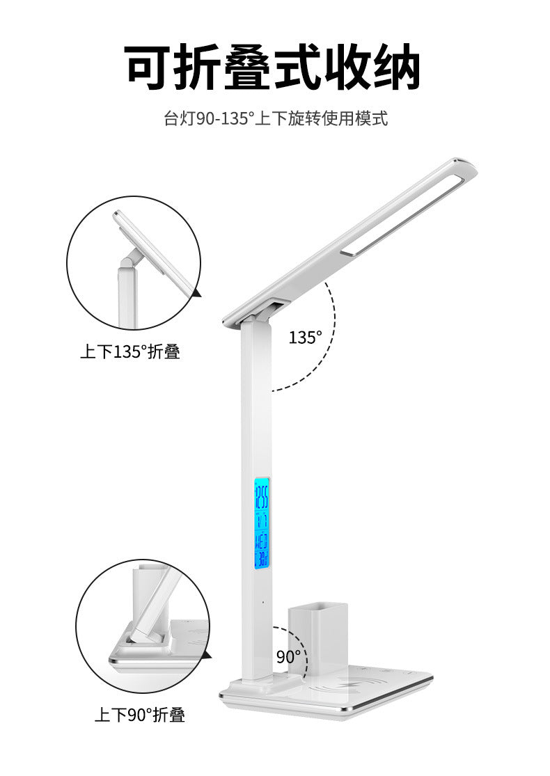 Office Pen Holder Desk Lamp Wireless Charging Touch Eye Protection Desk Lamp Student Dormitory 7-in-1 Multifunctional Night Light
