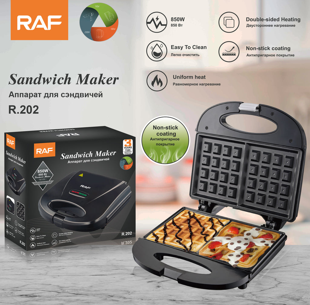 RAF  European-style Household Double-sided Heating Sandwich Maker Multifunctional Toast Bread Waffle Breakfast Machine