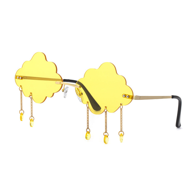 New Sunglasses for Women with Pendant Cloud Design, Trendy Personality Party Funny Ocean Film Prom Sunglasses