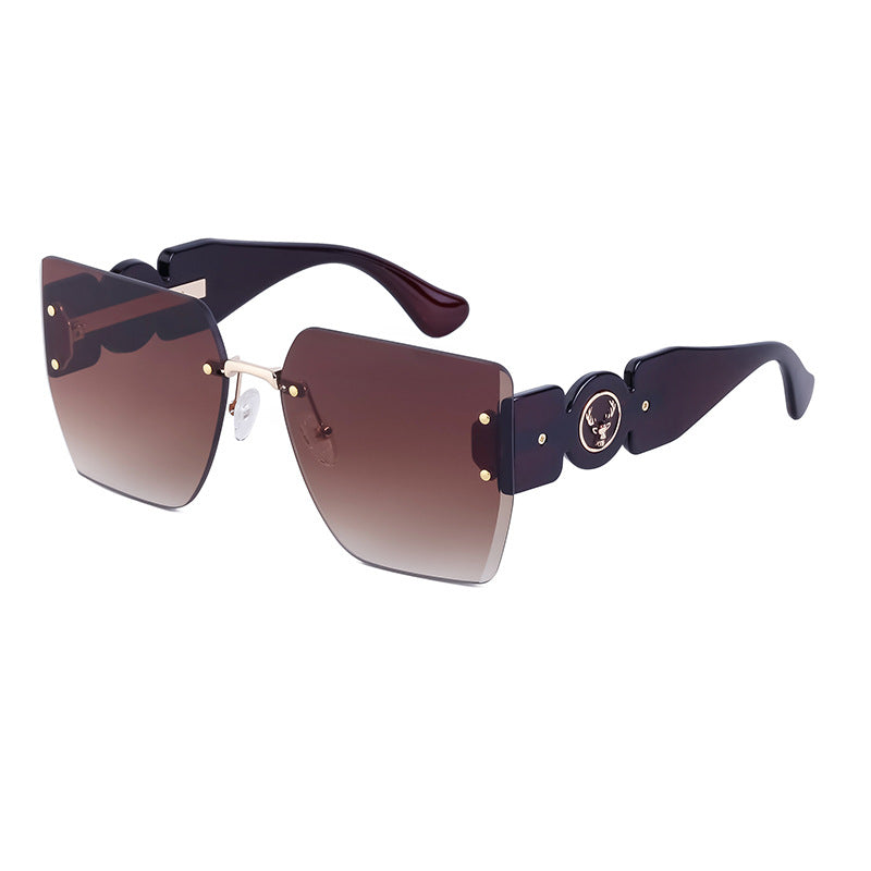 European and American Fashion Square Frame Sunglasses for Women, Trendy Rimless Cut Edge Sun Protection Sunglasses for Women sunglasses