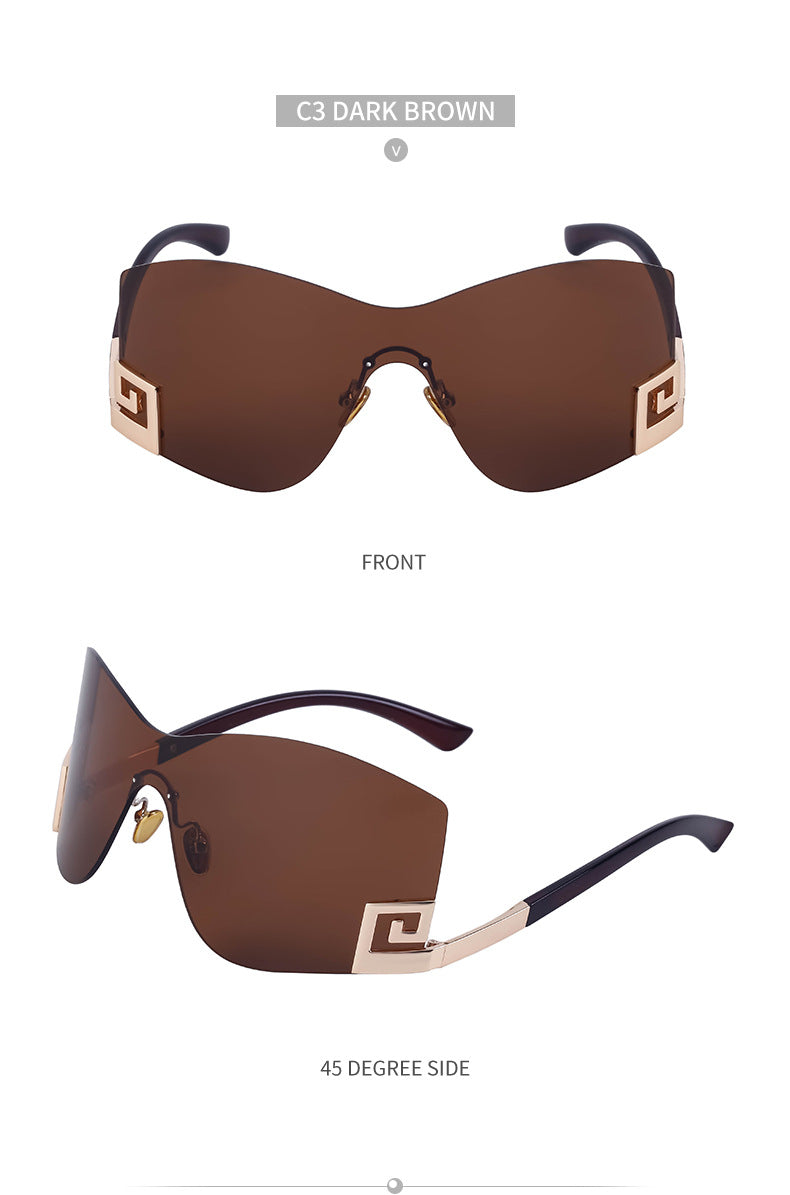 European and American Fashion Frameless Windproof Sunglasses for Women Trendy Large Frame Sunglasses Women's Glasses Wholesale sunglasses