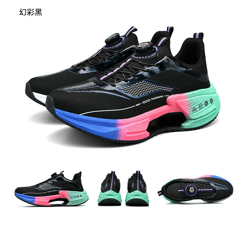 2025New Hollow Popcorn Carbon Plate Soft Sole Running Shoes for Men Training Combat High Elastic Shock Absorption Breathable Sports Shoes