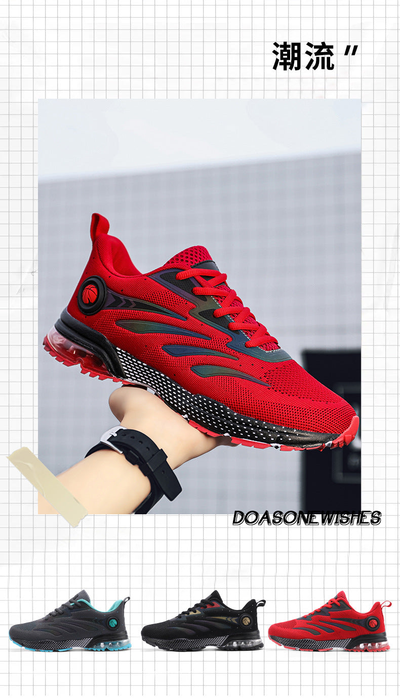 Men's Sports Casual Shoes Marathon Extra Large Size Cushion Shoes Flyknit Four Seasons Rubber Wear-resistant Non-slip Sports Shoes