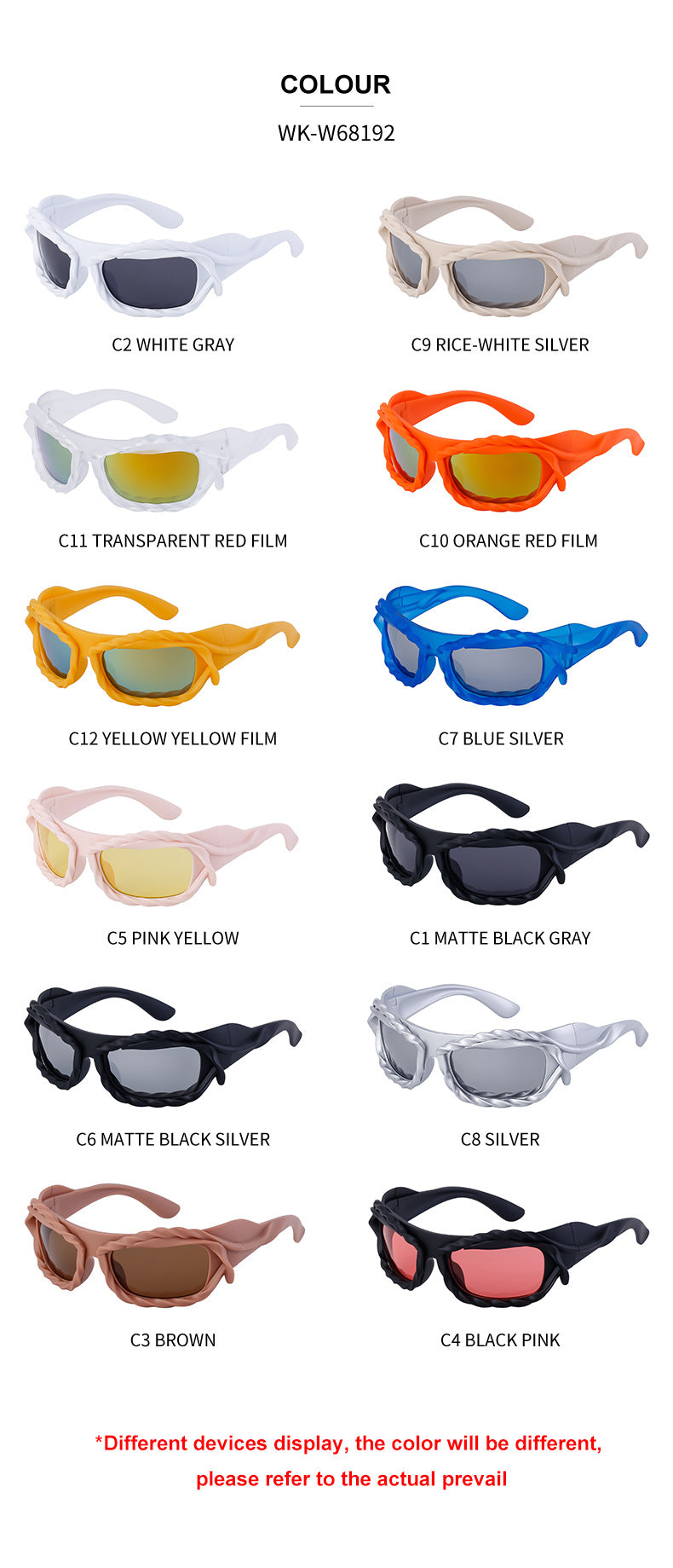 New Y2K Irregular Sunglasses for Women, Cycling Lace Sunglasses, Women's European and American Style Performance Glasses sunglasses